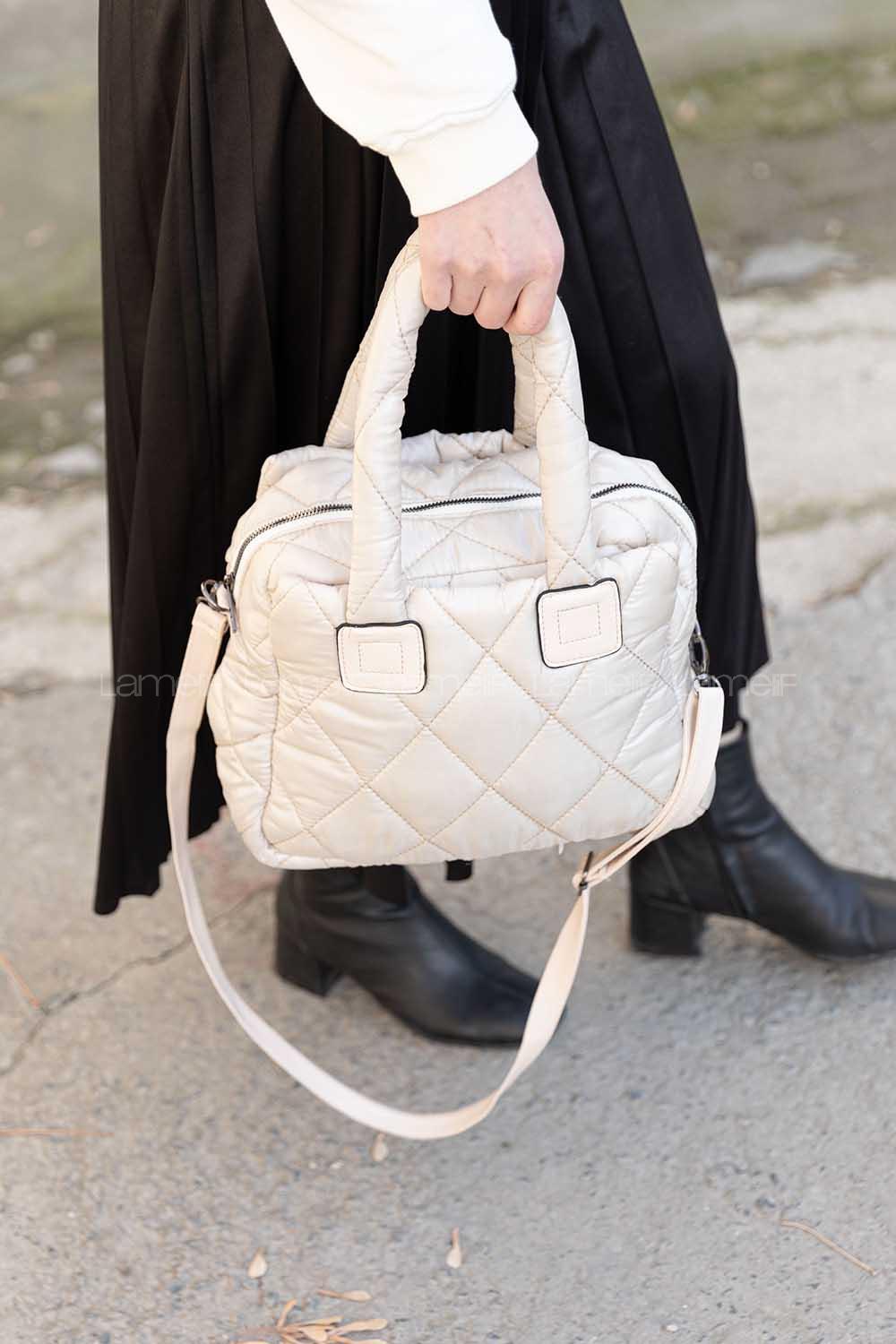 Modalamelif  Kapitone Yıkamalı Çanta Taş Rengi