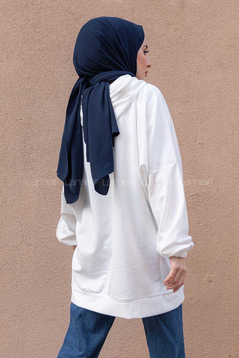 Modalamelif Kapşonlu Memphis Baskılı Sweatshirt Ekru