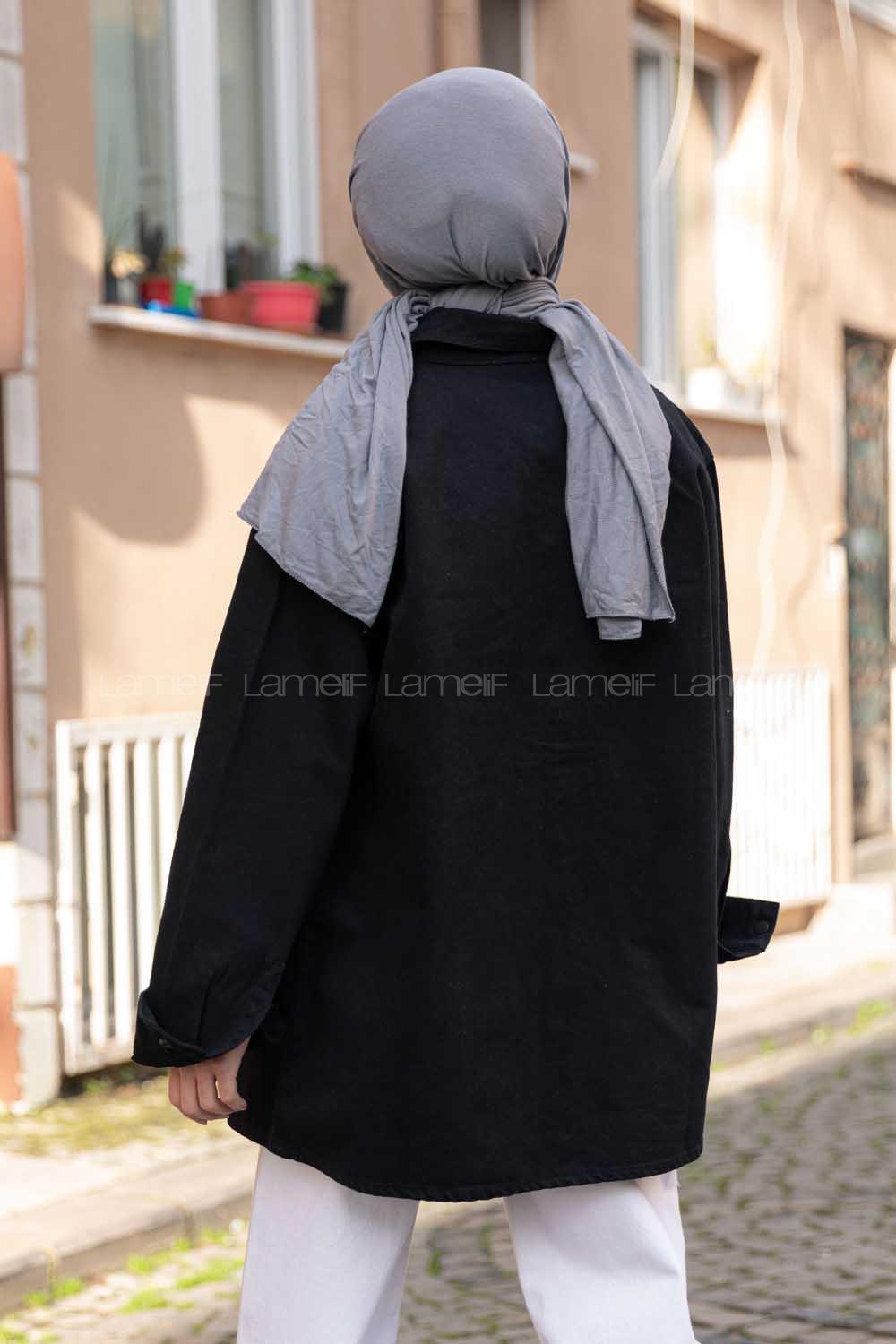 Modalamelif Önü Çıtçıt Düğmeli Ceket Siyah