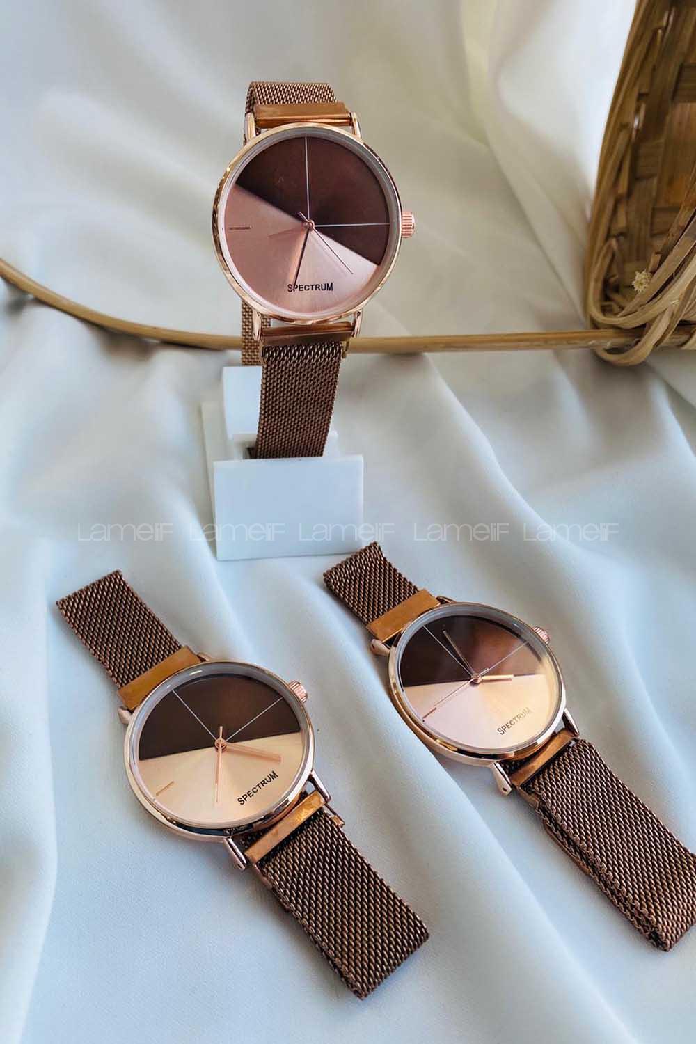 Modalamelif Rose Kahve Blok Saat