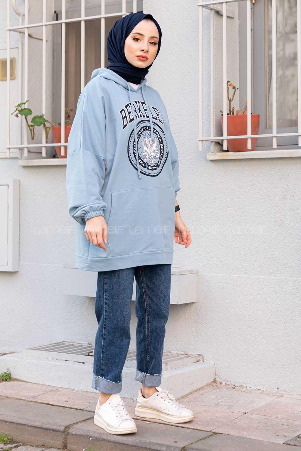 Modalamelif ya_rasa Kol Berkeley Sweatshirt Bebe Mavi