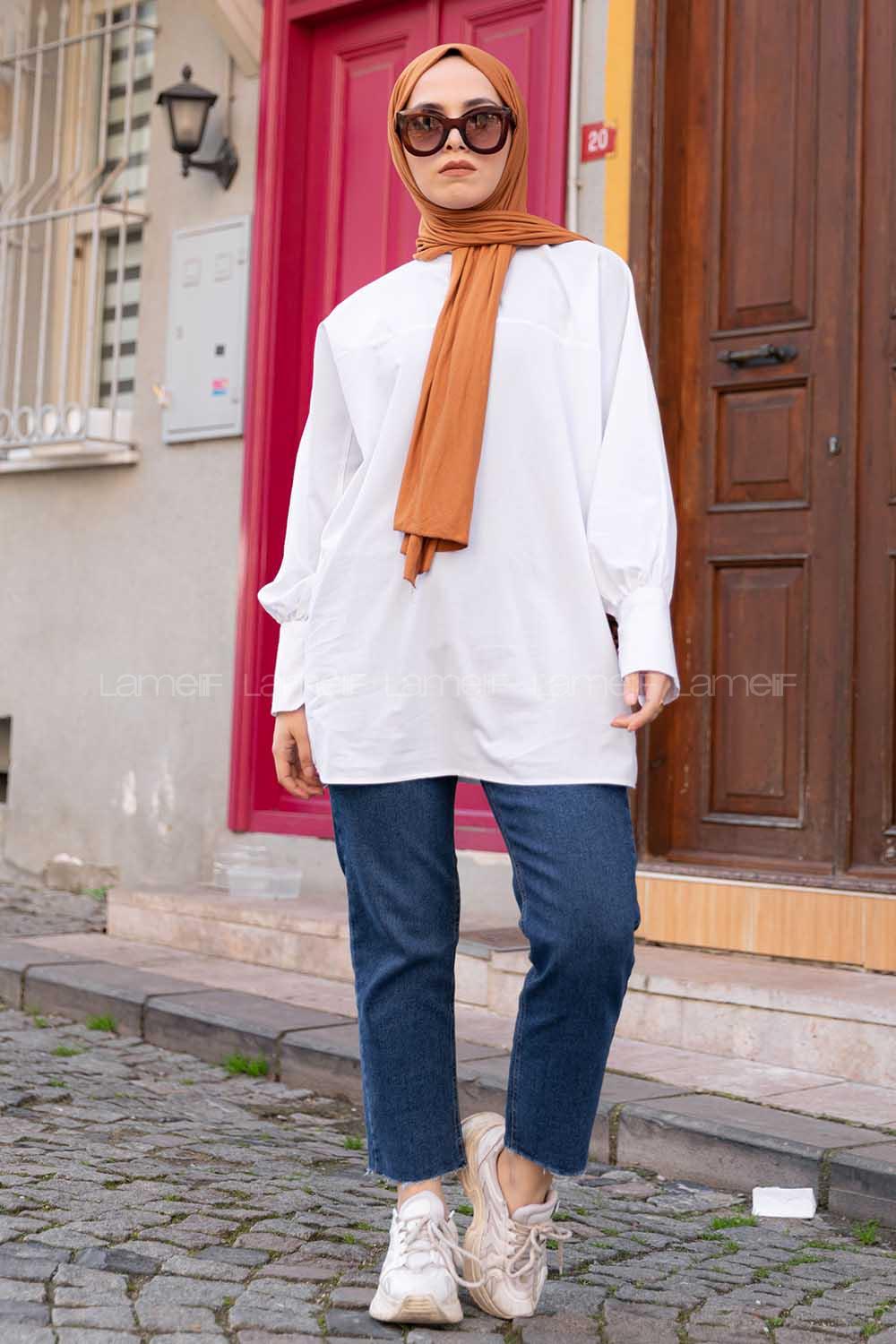 Modalamelif ya_rasa Kol Tunik Beyaz