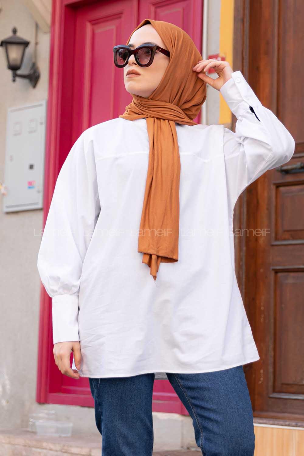 Modalamelif ya_rasa Kol Tunik Beyaz