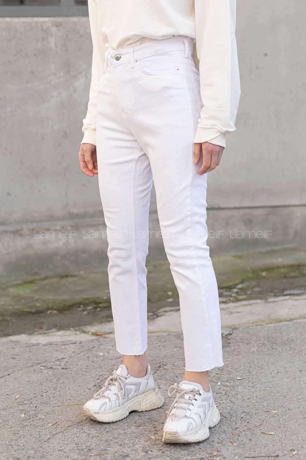 Modalamelif Yüksek Bel Mom Fit Jean Beyaz