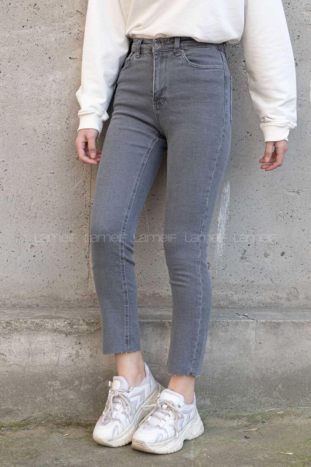 Modalamelif Yüksek Bel Mom Fit Jean Gri