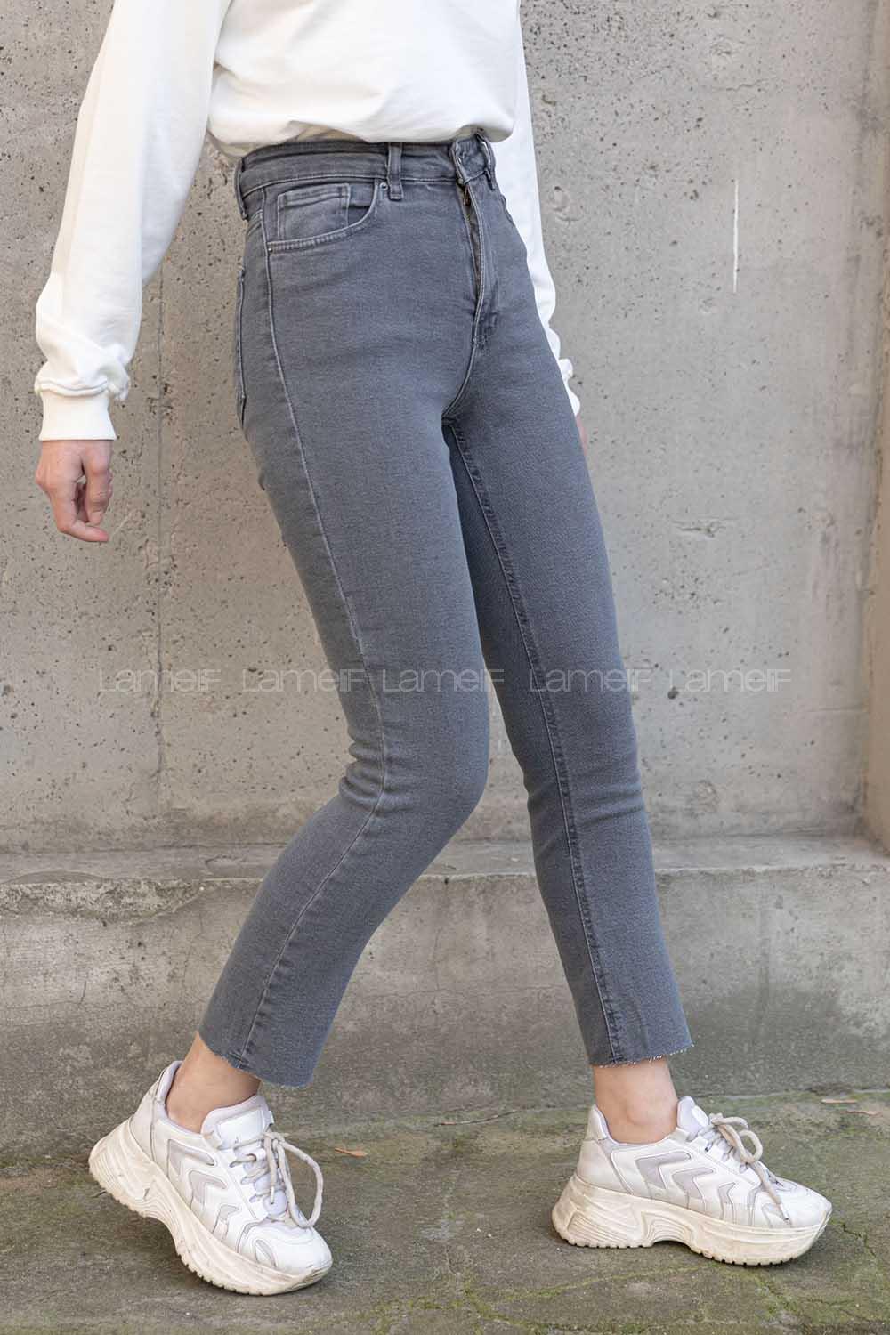 Modalamelif Yüksek Bel Mom Fit Jean Gri