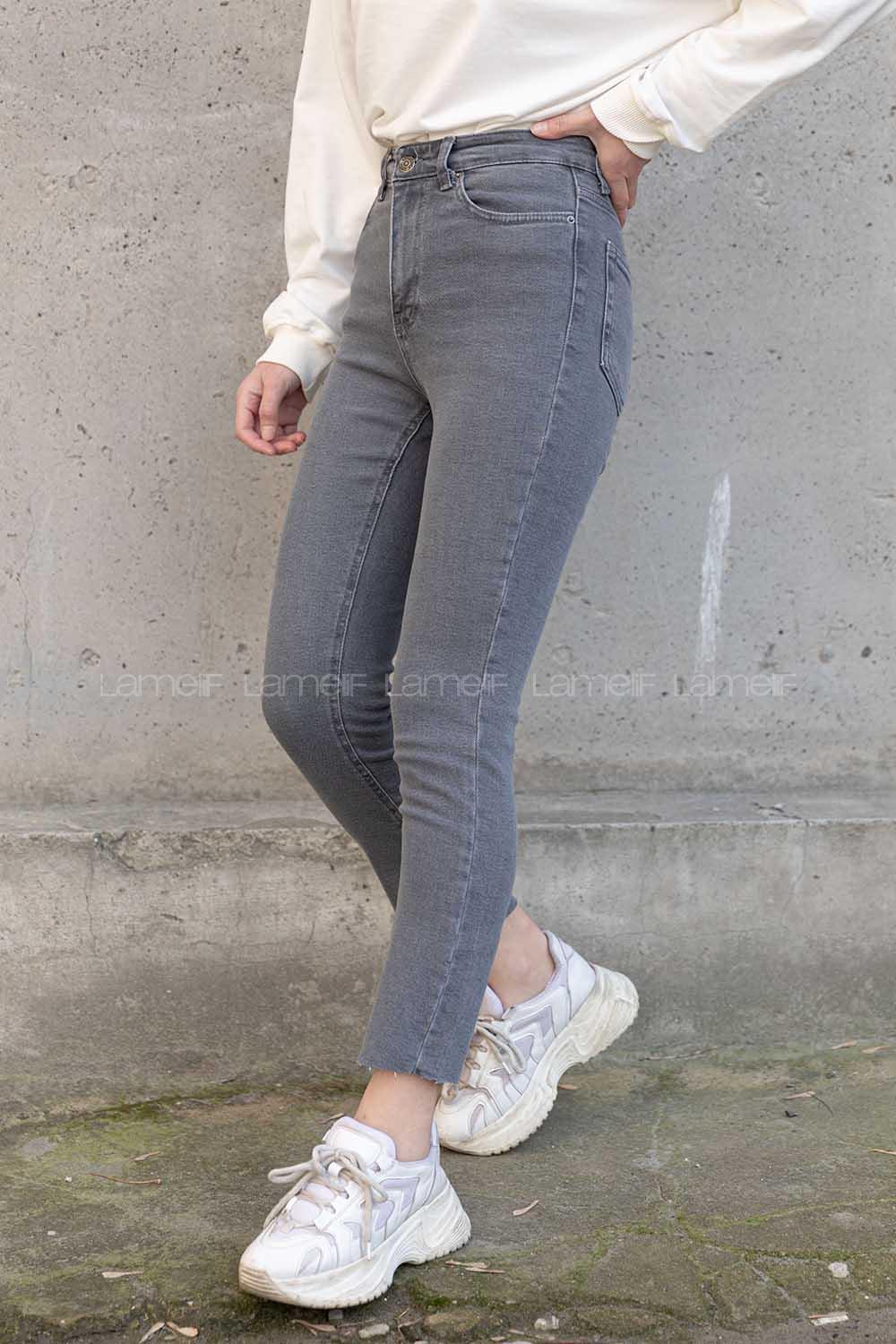 Modalamelif Yüksek Bel Mom Fit Jean Gri