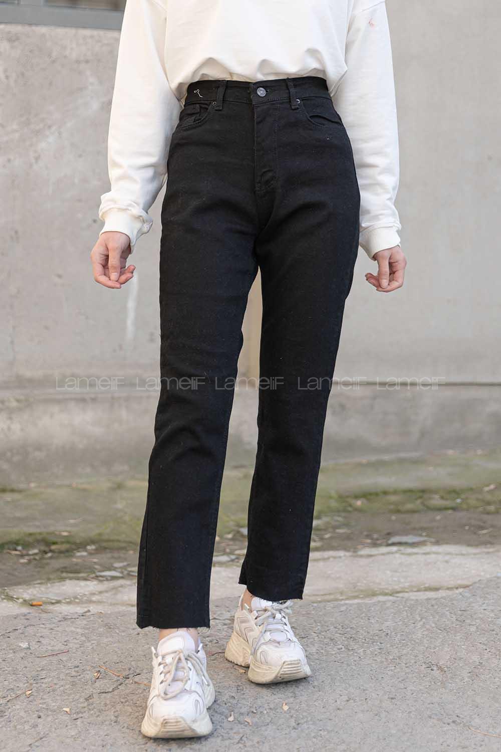 Modalamelif Yüksek Bel Mom Fit Jean Siyah