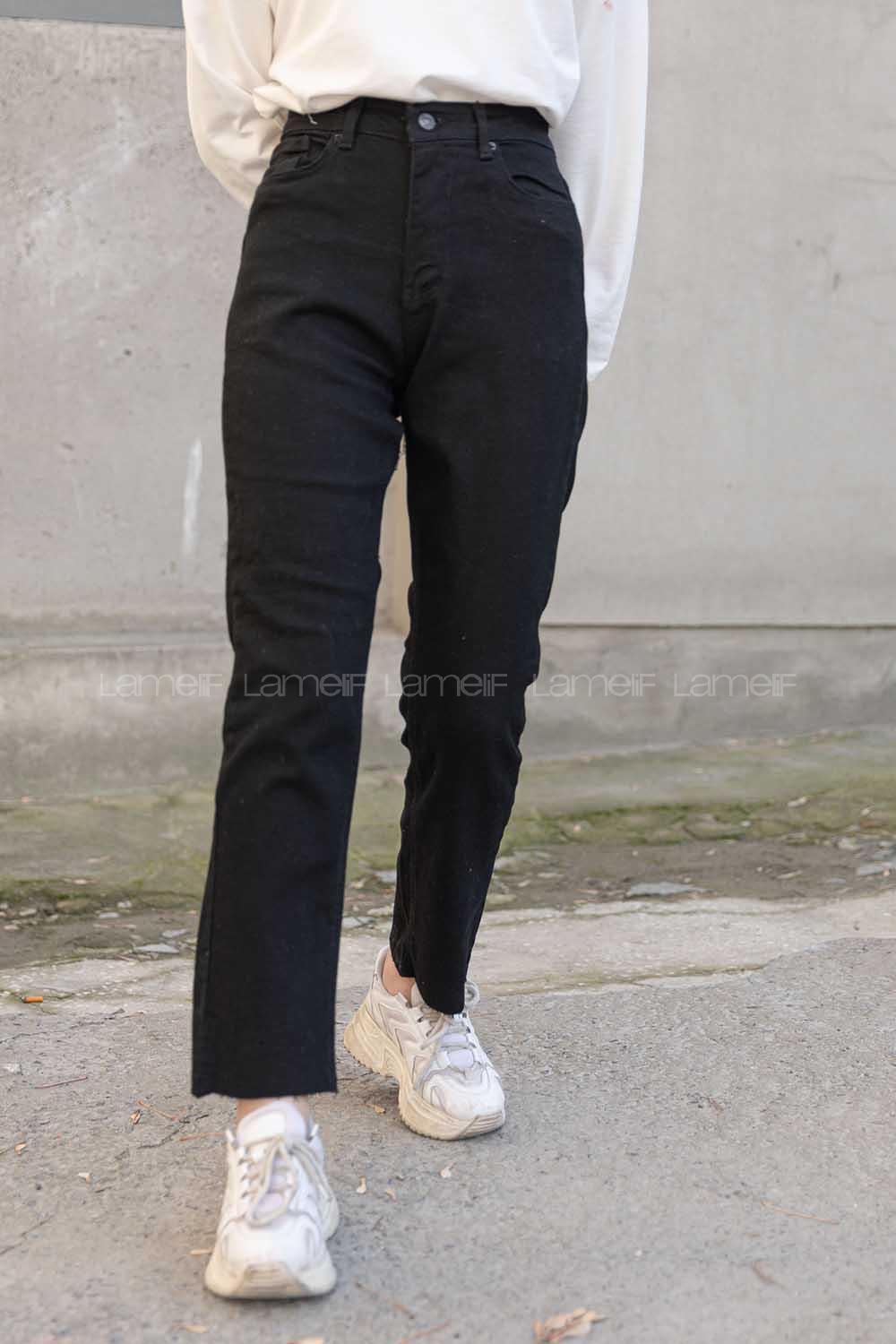 Modalamelif Yüksek Bel Mom Fit Jean Siyah