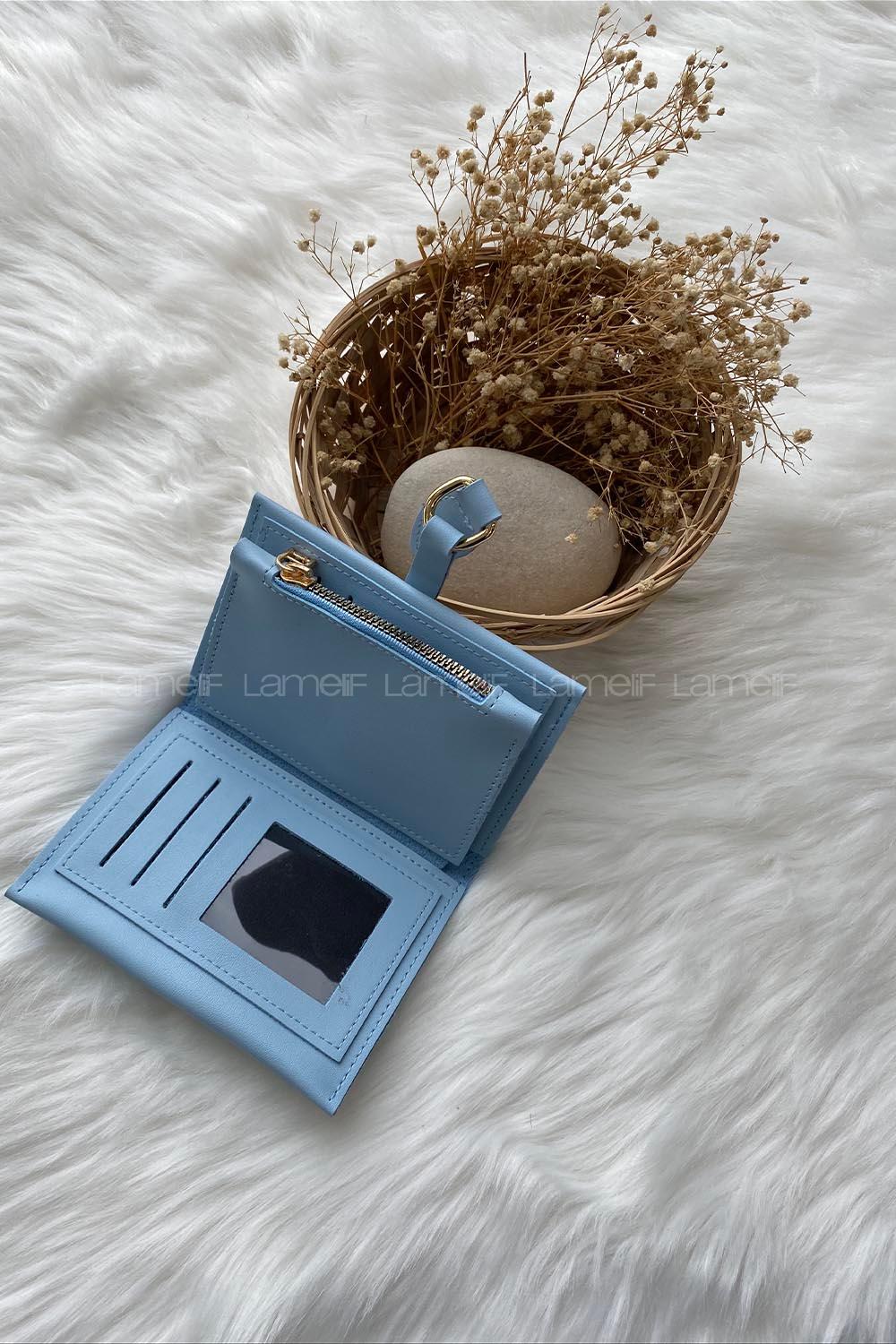 Modalamelif David Polo Tokalı Küçük Modern Cüzdan Açık Mavi