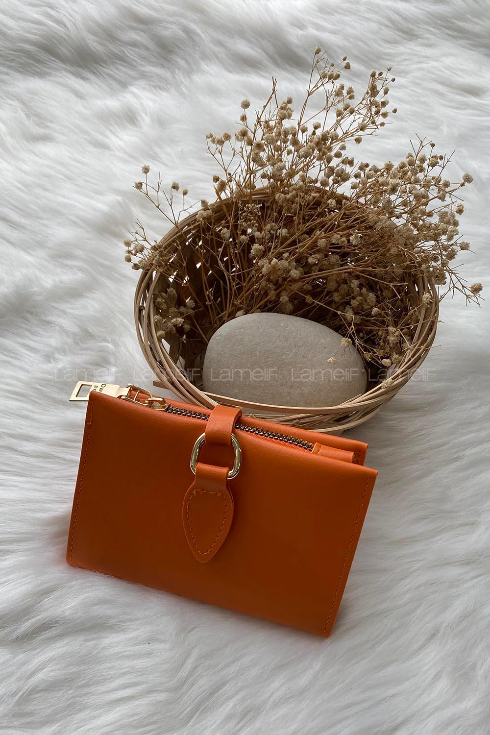 Modalamelif David Polo Tokalı Küçük Modern Cüzdan Oranj