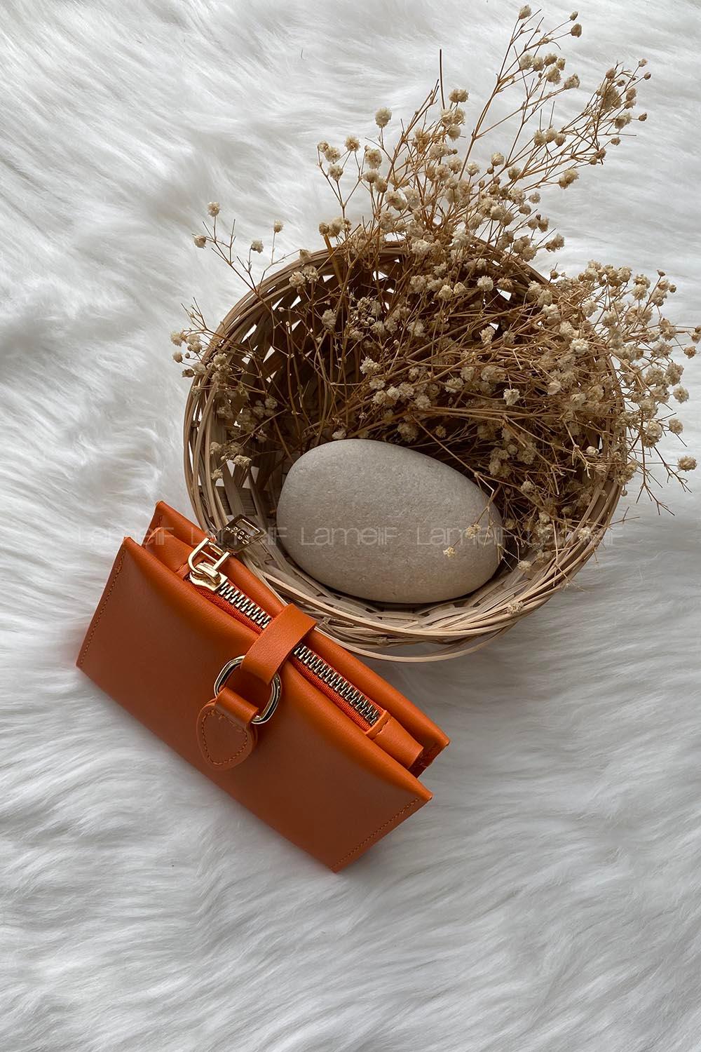 Modalamelif David Polo Tokalı Küçük Modern Cüzdan Oranj