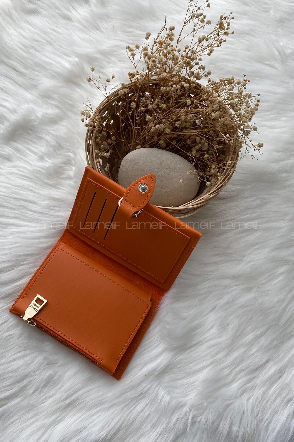 Modalamelif David Polo Tokalı Küçük Modern Cüzdan Oranj