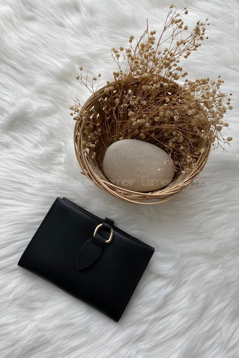 Modalamelif David Polo Tokalı Küçük Modern Cüzdan Siyah