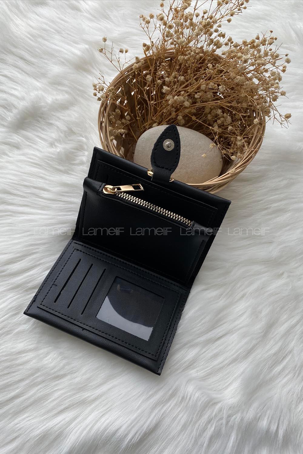 Modalamelif David Polo Tokalı Küçük Modern Cüzdan Siyah