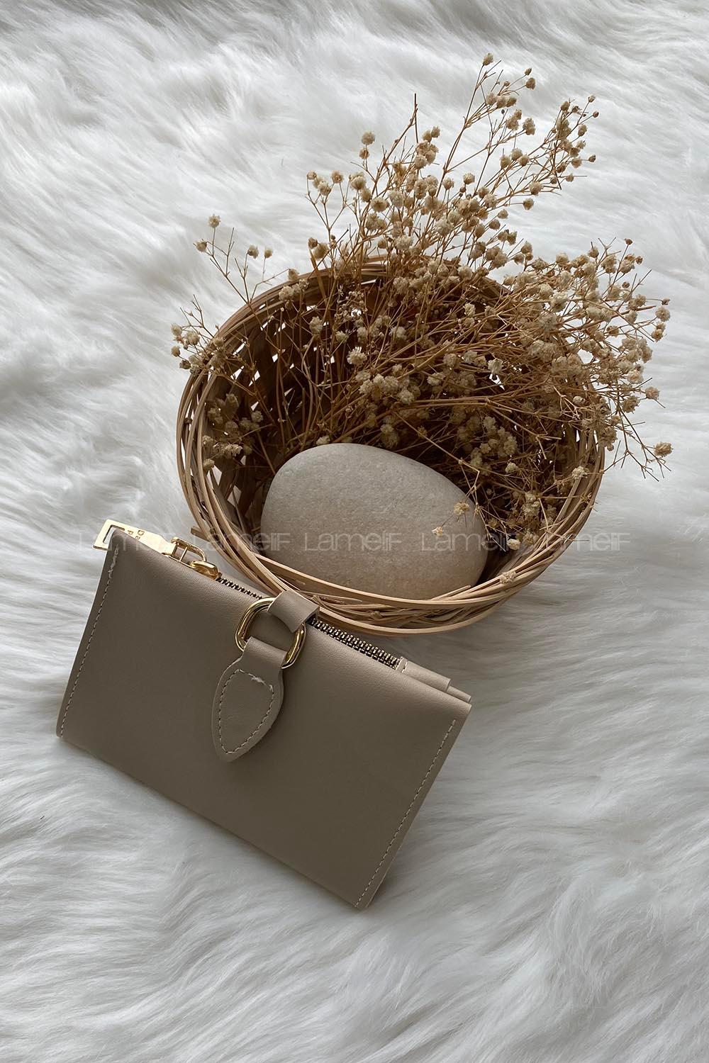 Modalamelif David Polo Tokalı Küçük Modern Cüzdan Vizonrengi