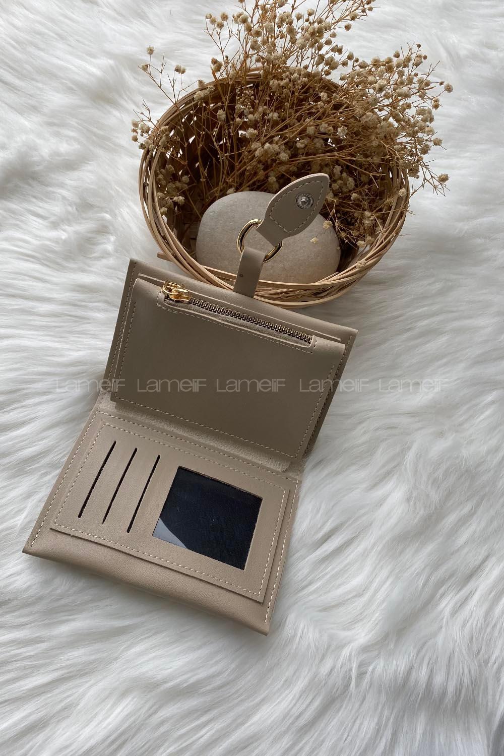 Modalamelif David Polo Tokalı Küçük Modern Cüzdan Vizonrengi