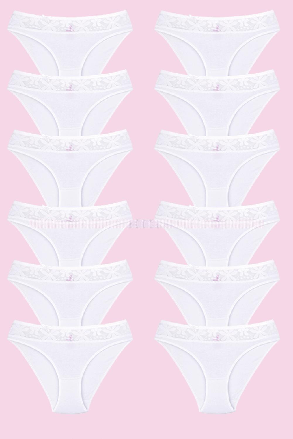 Modalamelif Kadın Beyaz Likralı Beli Dantelli 6 Lı Bikini