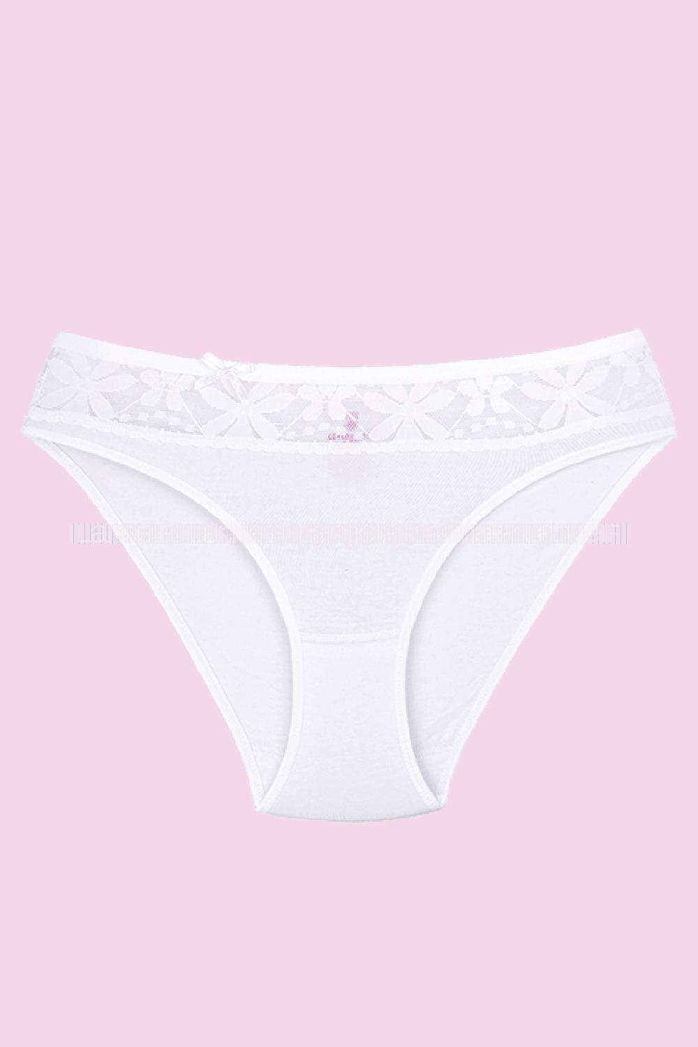 Modalamelif  Kadın Beyaz Likralı Beli Dantelli Tekli 1 Adet Bikini