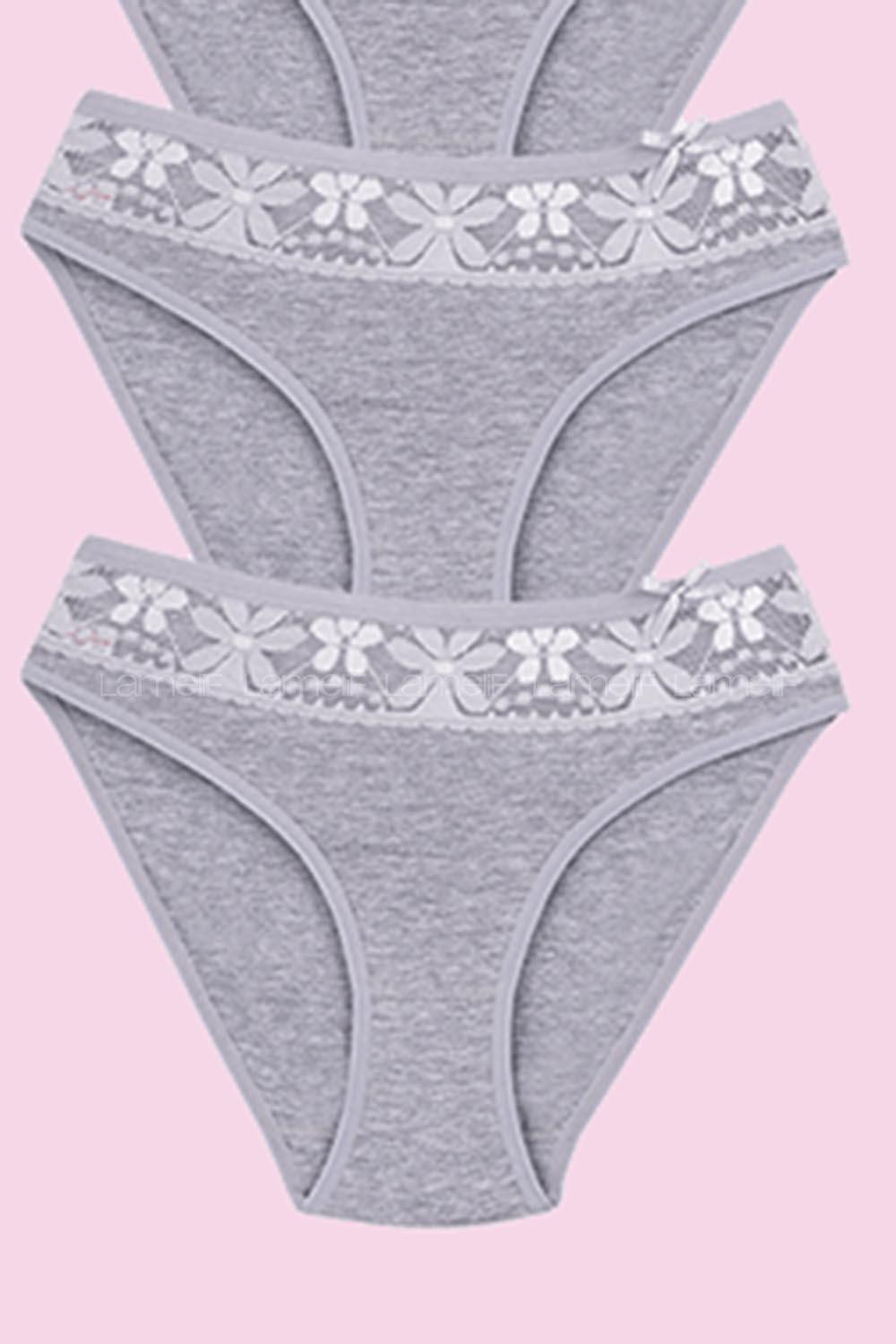 Modalamelif  Kadın Gri Likralı Beli Dantelli 2 Li Bikini