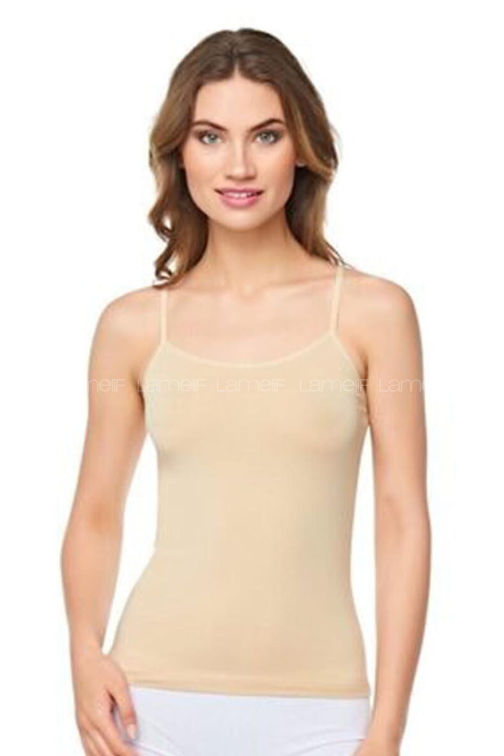 Lamelif Kadın İp Askılı Atlet 3 lü Paket Ten Rengi