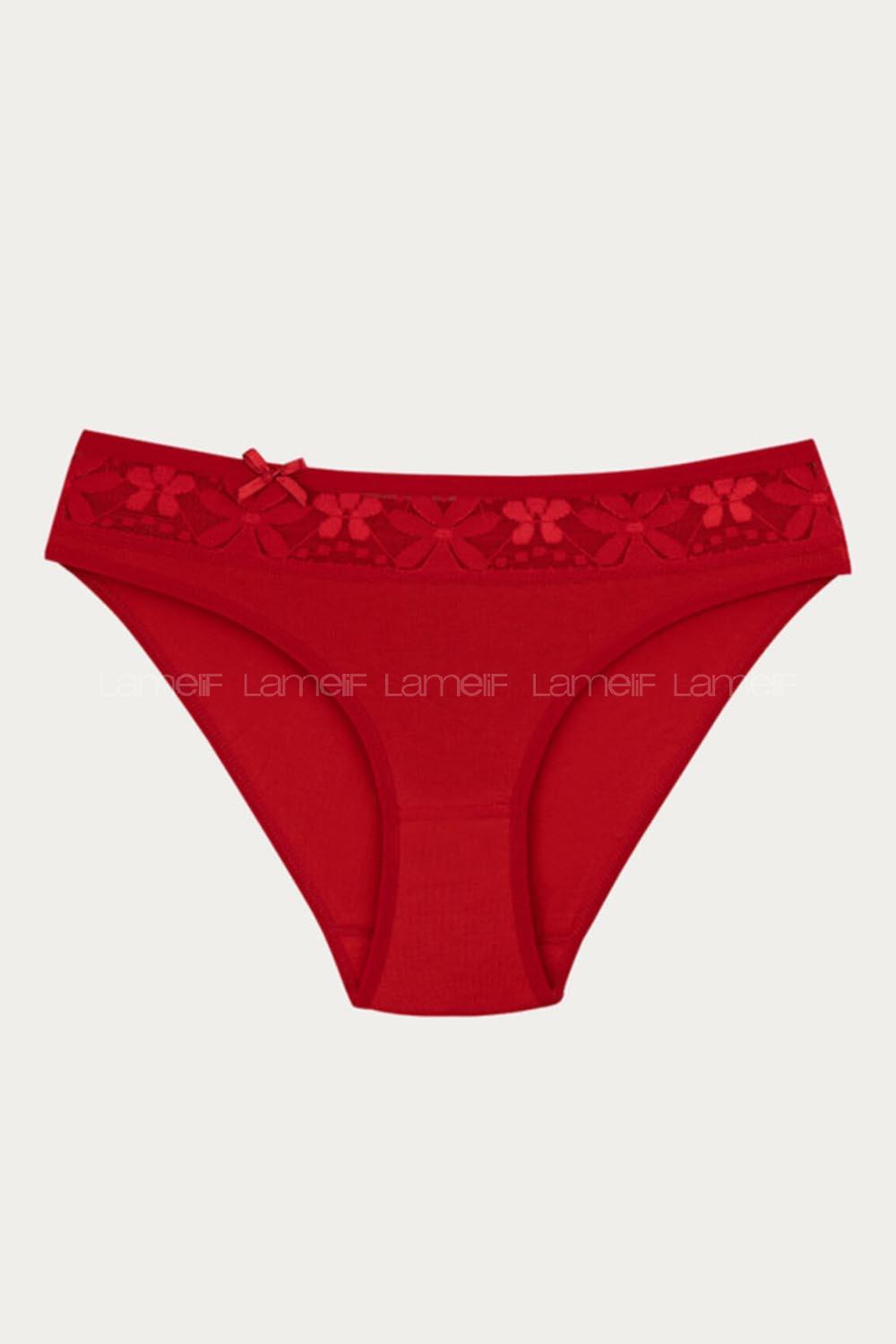 Modalamelif  Kadın Kırmızı Likralı Beli Dantelli Bikini