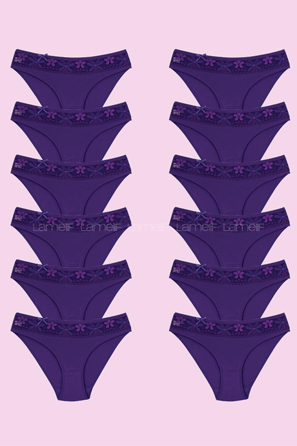 Modalamelif  Kadın Mor Likralı Beli Dantelli Tekli 1 Adet Bikini