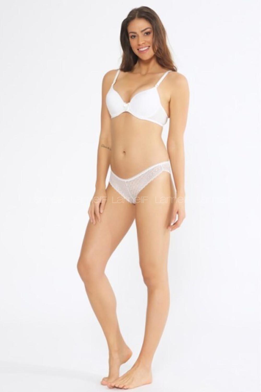 Modalamelif Mikro Tulumlu Sütyen Takım Ekru