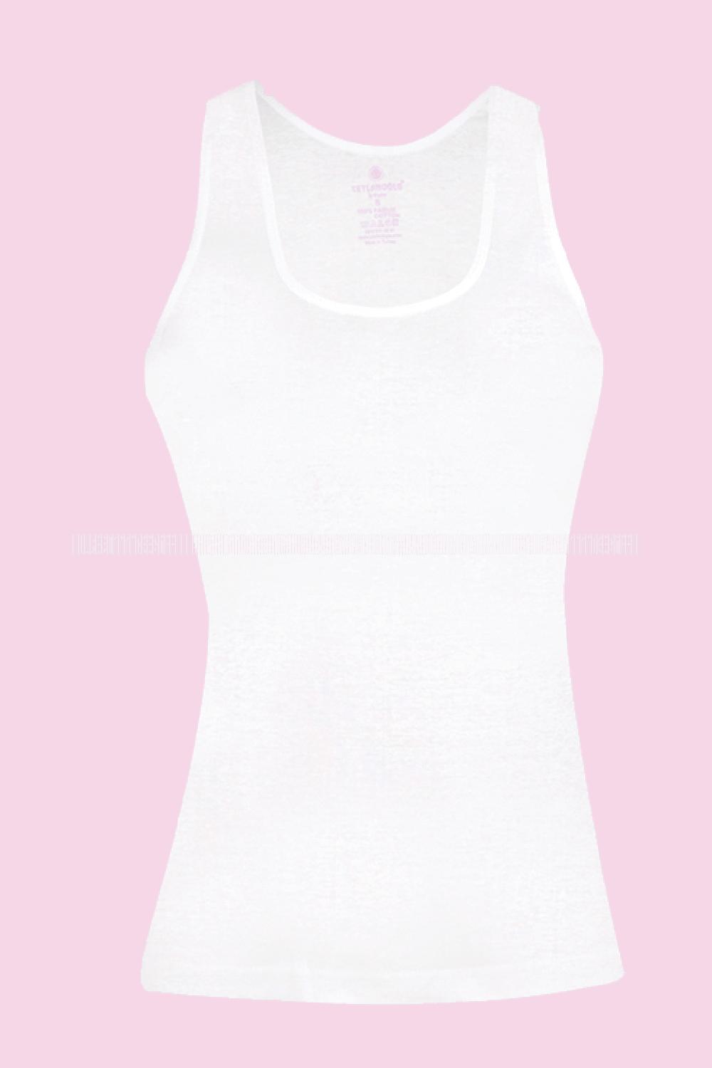 Modalamelif Ribana Saten Geniş Askılı Atlet 3 lü Paket Beyaz