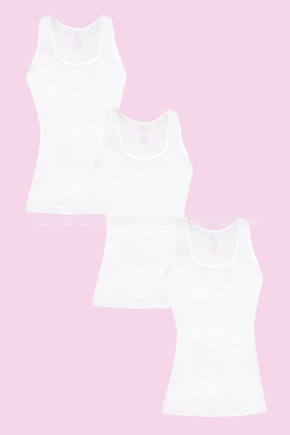 Modalamelif Ribana Saten Geniş Askılı Atlet 3 lü Paket Beyaz