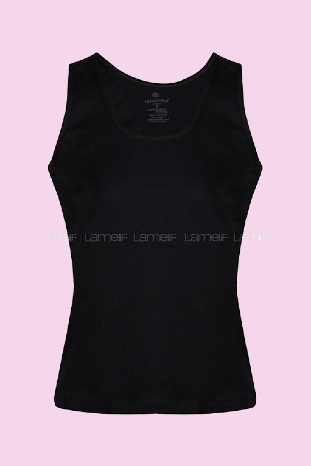 Modalamelif Ribana Saten Geniş Askılı Atlet 3 lü Paket Siyah