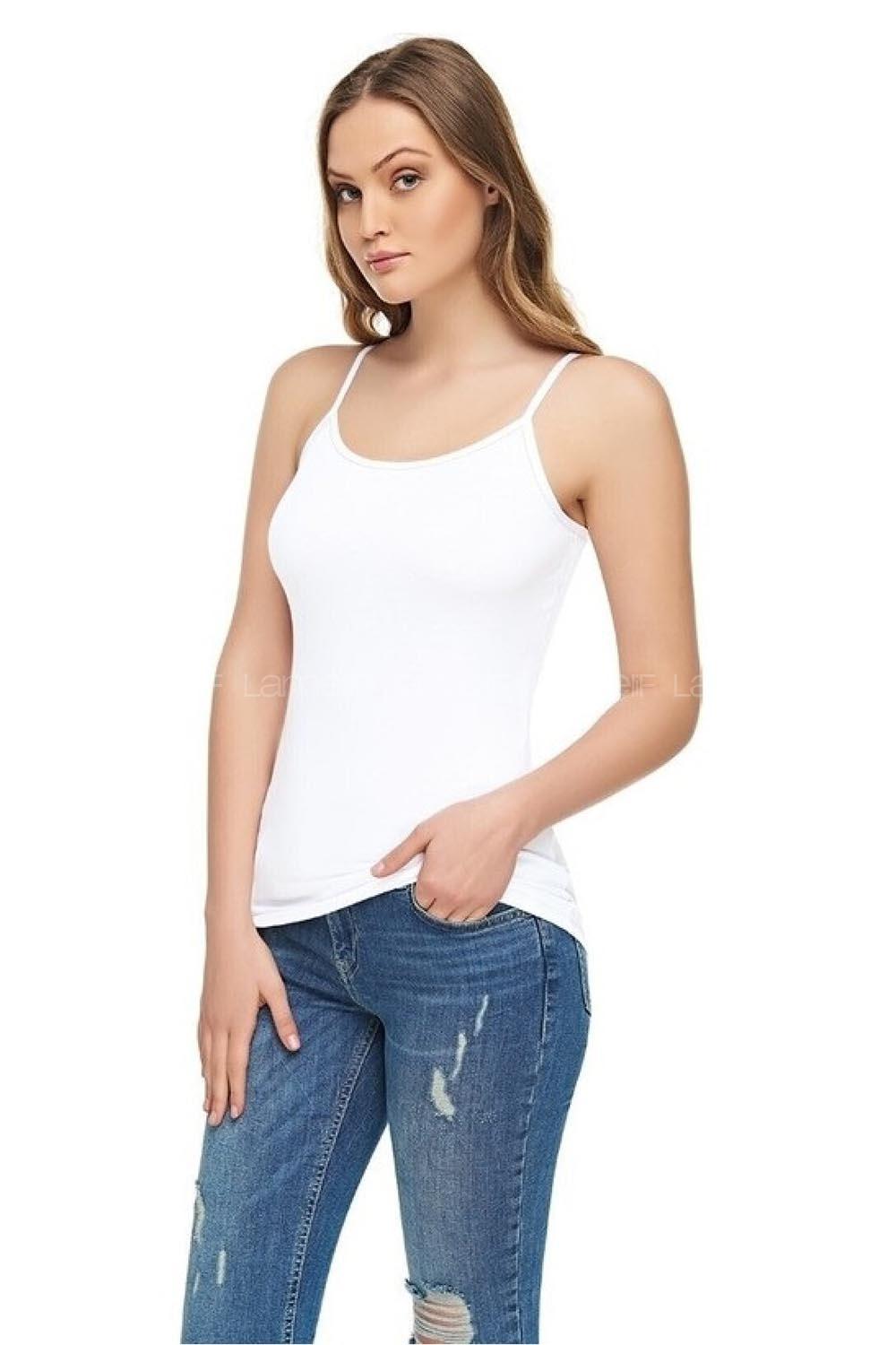 Modalamelif Kadın İp Askılı Atlet 3 lü Paket Beyaz