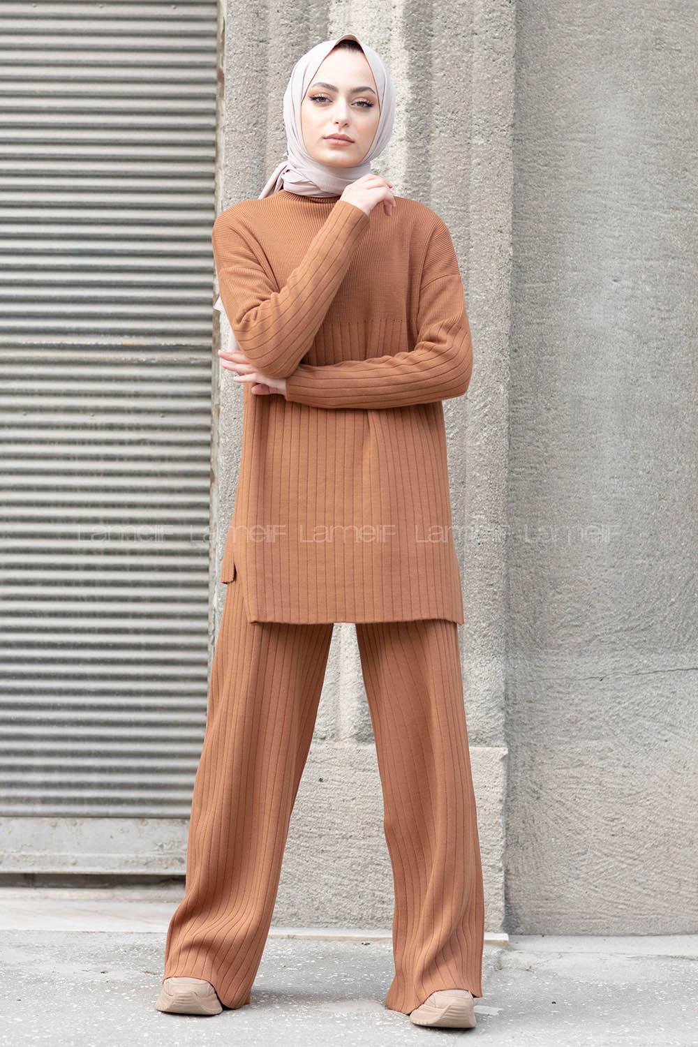 Modalamelif Beli Lastikli Triko Pantolon Sütlü Kahve