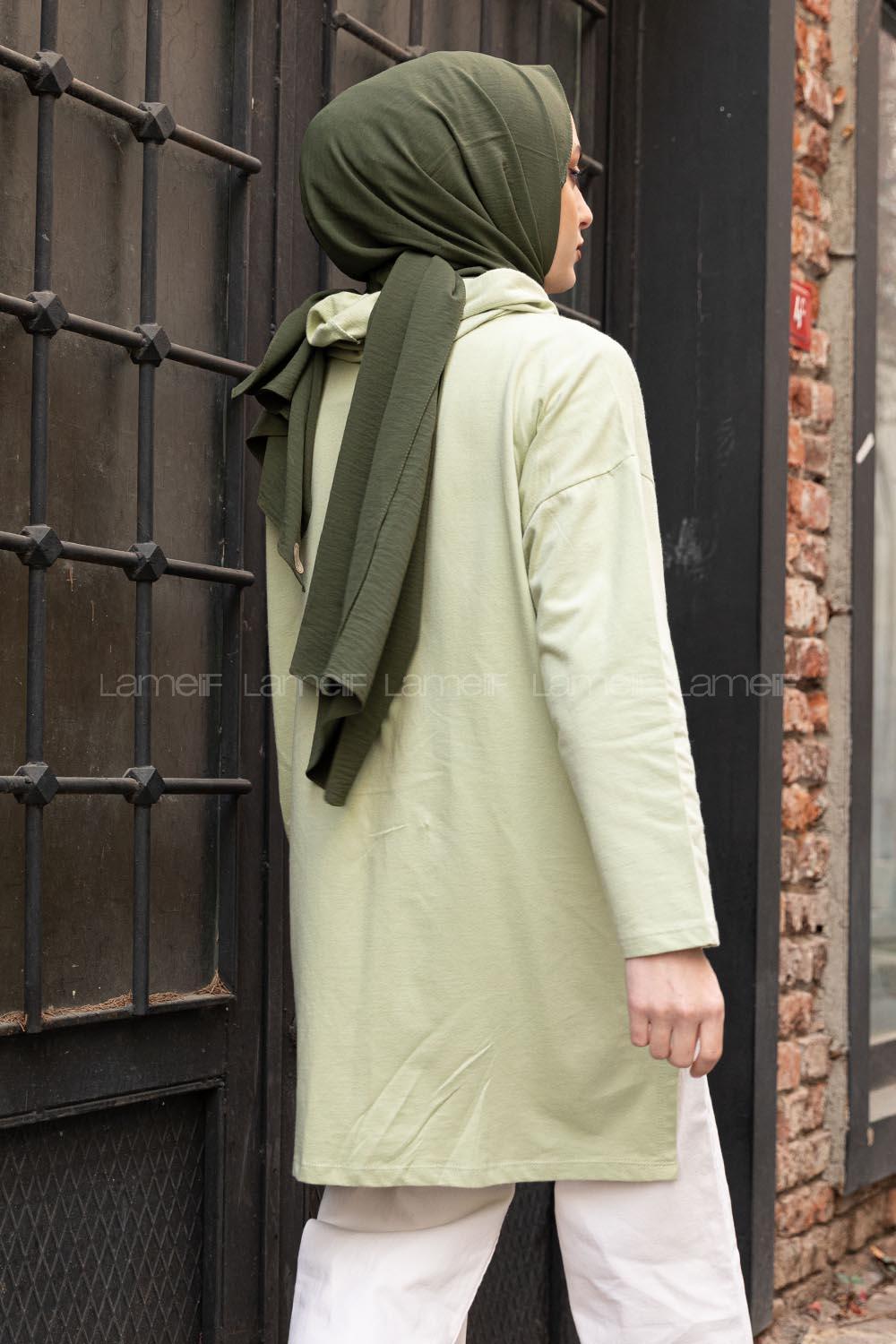 Modalamelif Asimetrik Salaş Sweatshirt Çağla Yeşili