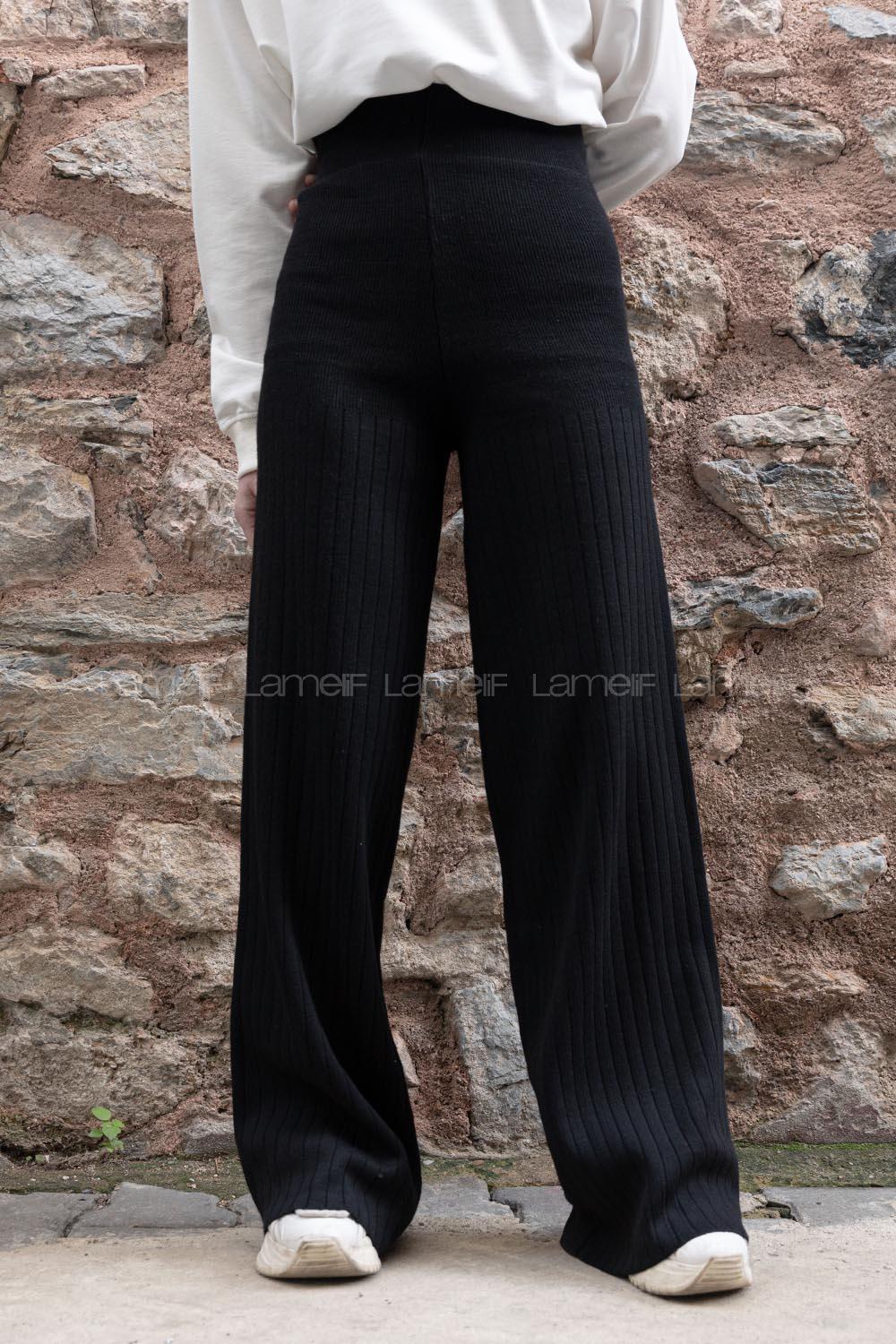 Modalamelif Beli Lastikli Triko Pantolon Siyah