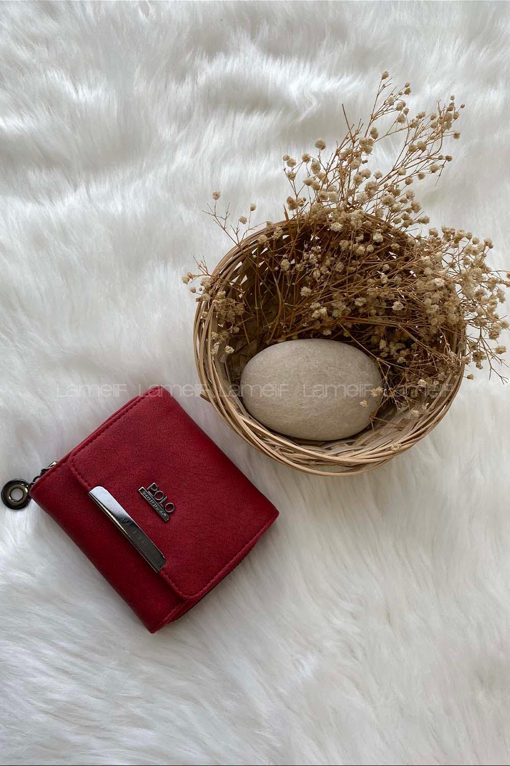 Modalamelif  Çok Bölmeli Kadın Cüzdan Kırmızı