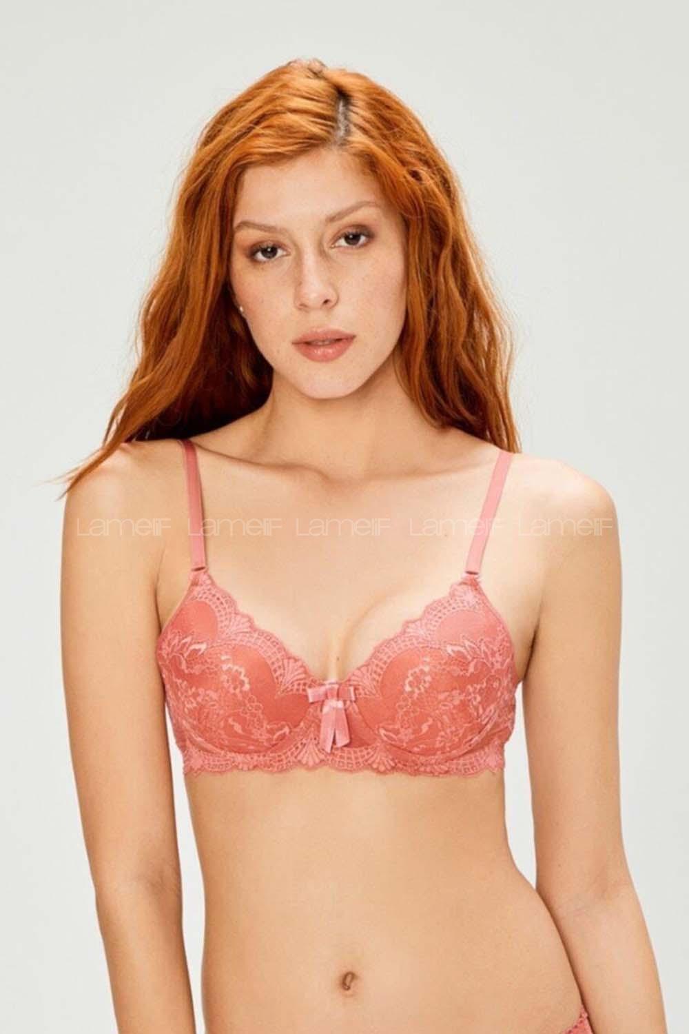 Modalamelif Dantelli Desteksiz Sütyen Gül Kurusu