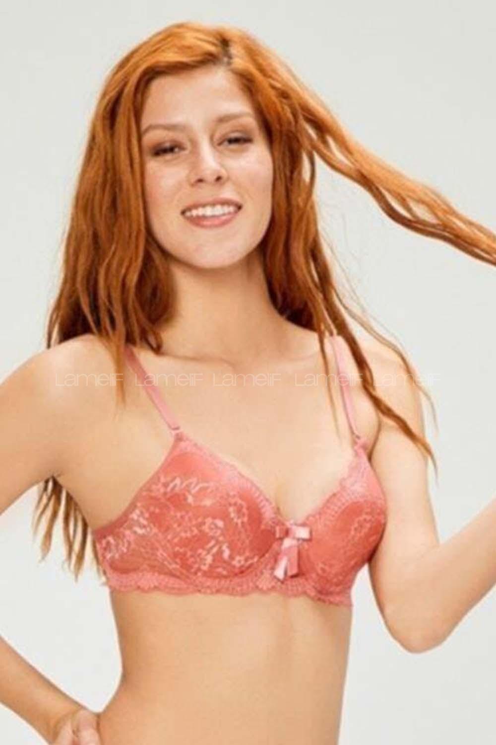 Modalamelif Dantelli Desteksiz Sütyen Gül Kurusu