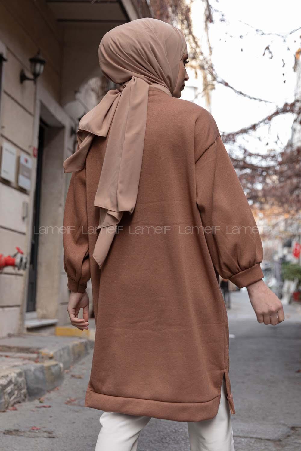 Modalamelif Düz Renk  Sweatshirt Acı Kahve