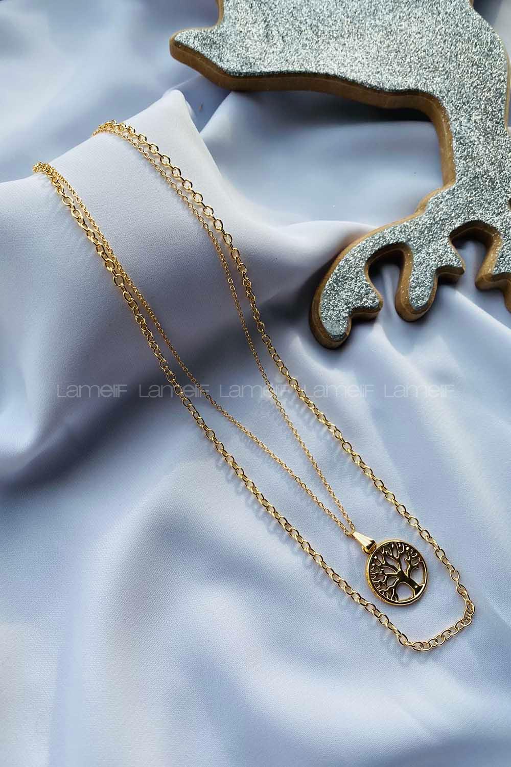 Modalamelif Gold 2li Yaşam Ağacı Kolye