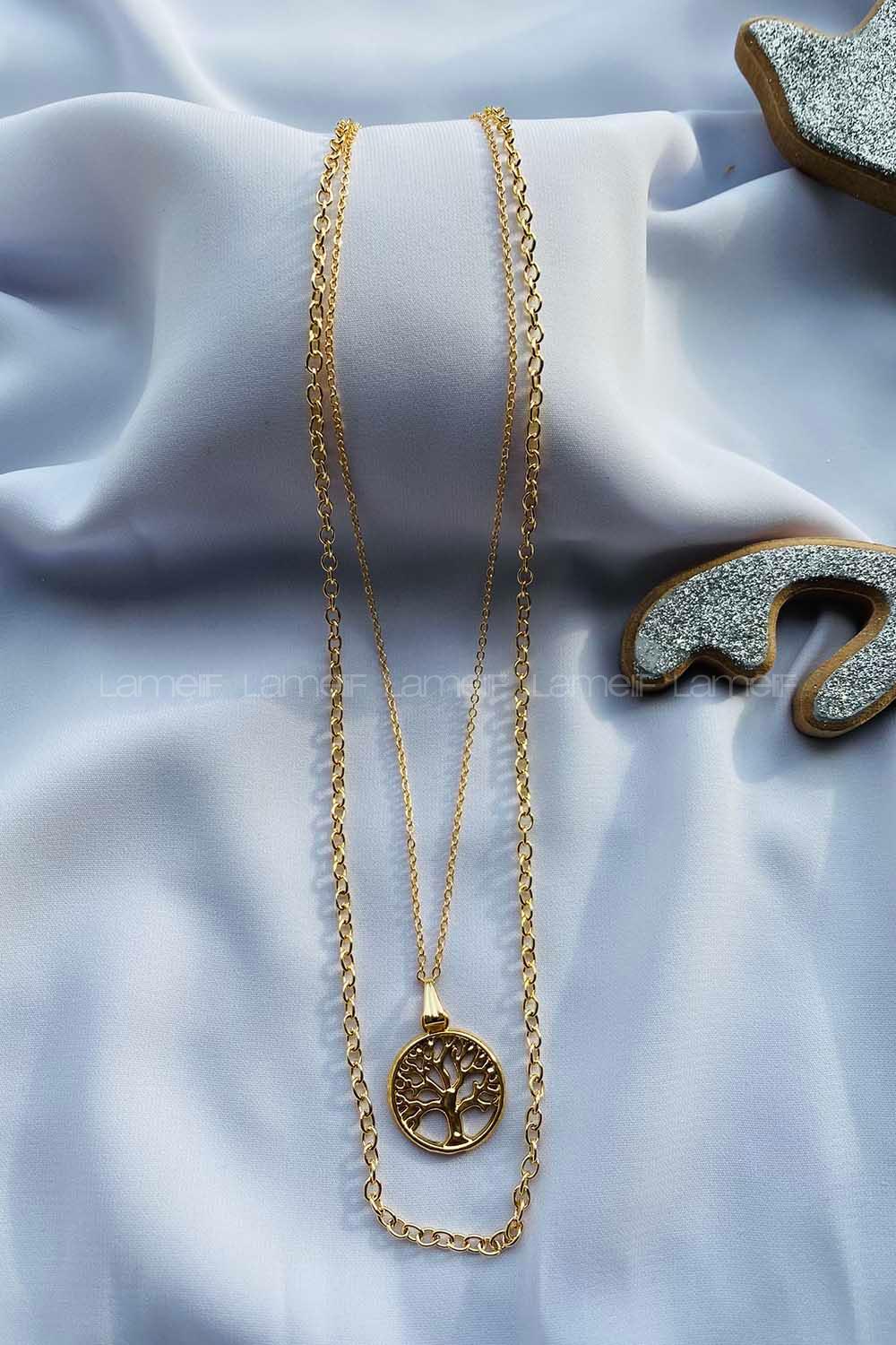 Modalamelif Gold 2li Yaşam Ağacı Kolye