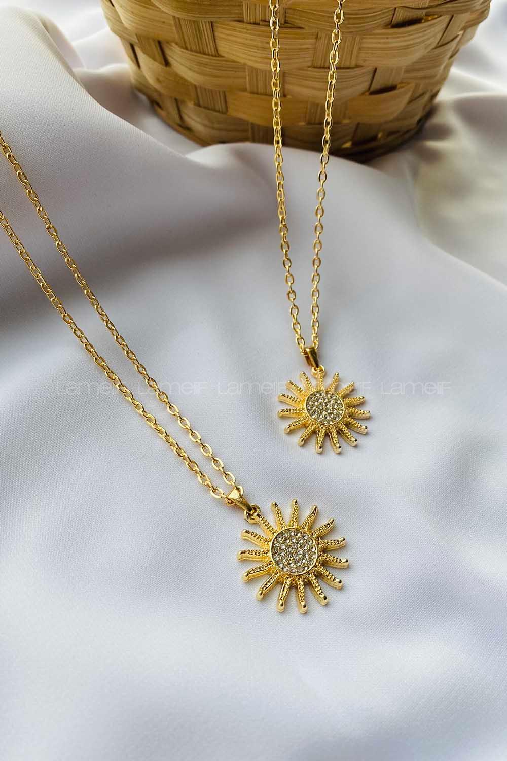 Modalamelif Gold Güneş Kolye
