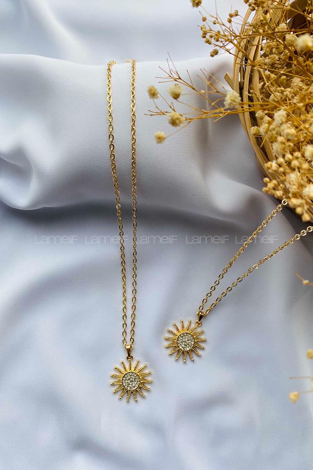 Modalamelif Gold Güneş Kolye