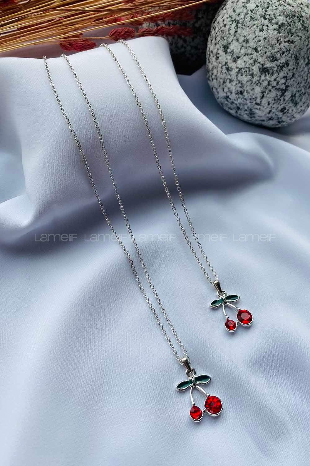 Modalamelif Gümüş Kiraz Kolye