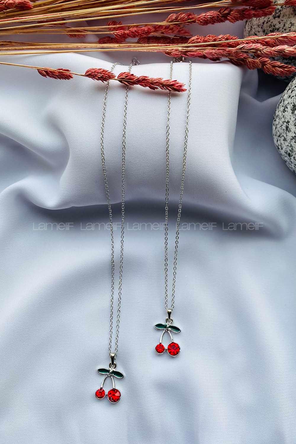 Modalamelif Gümüş Kiraz Kolye