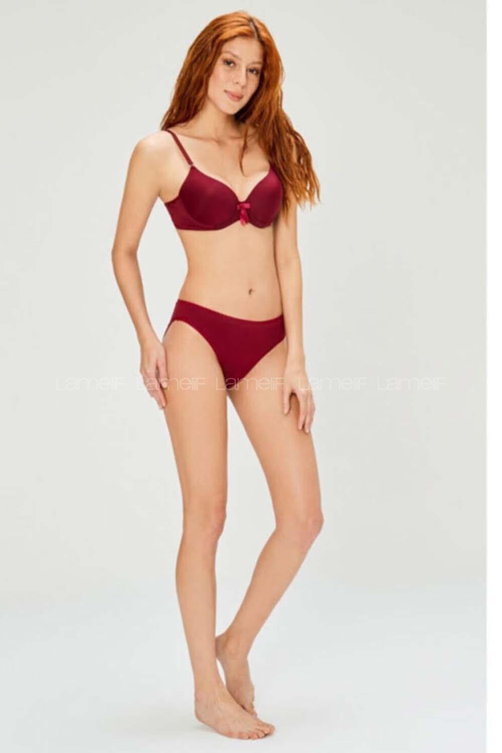 Modalamelif Mikro Tulumlu Desteksiz Sütyen Takım Bordo