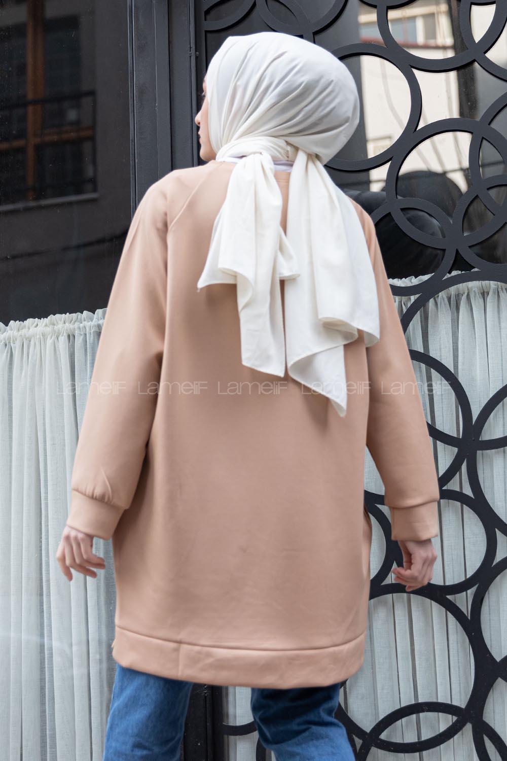 Modalamelif Nakışlı Scuba Tunik Bej