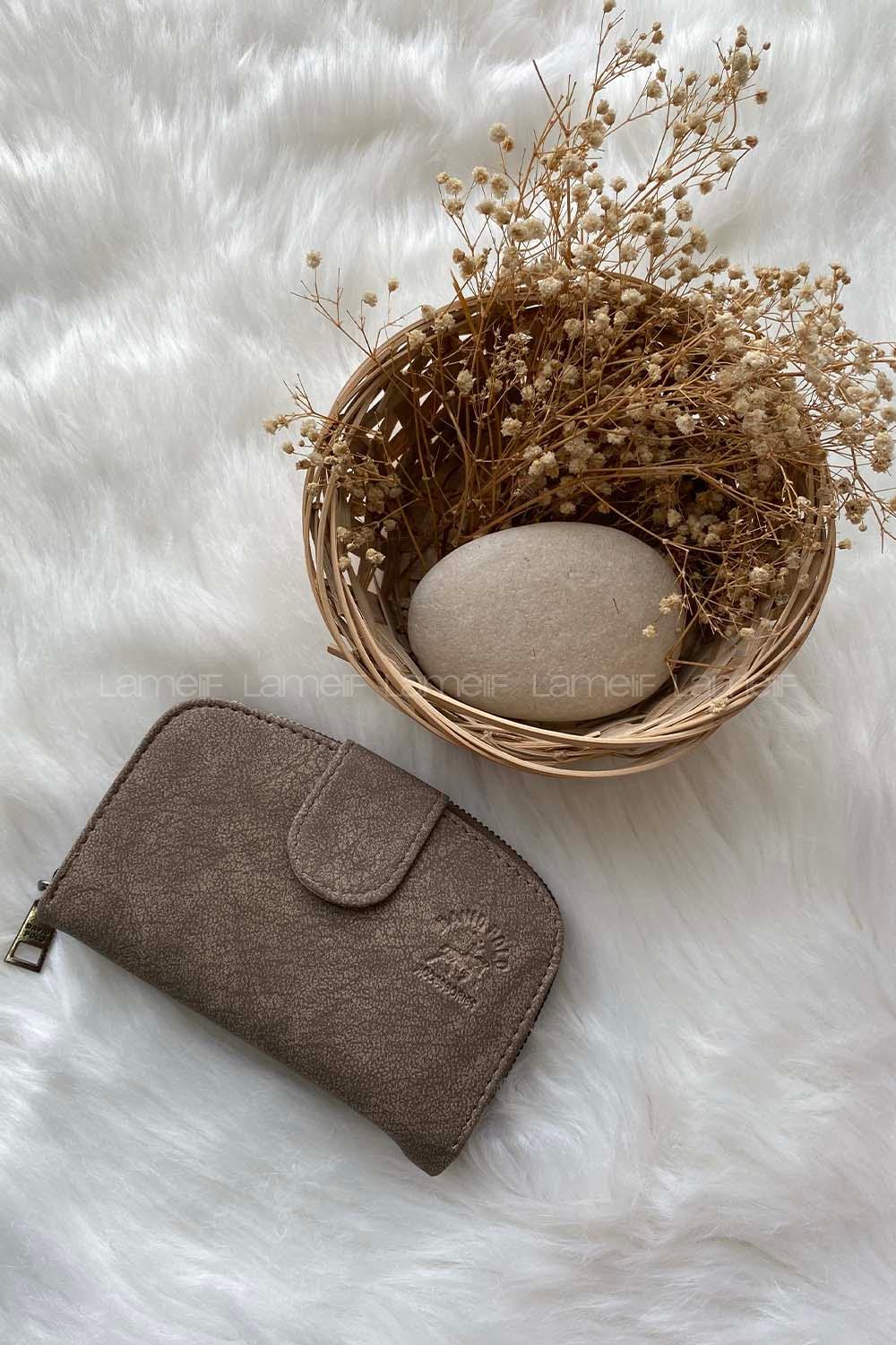 Modalamelif  Vintage Mıknatıs Kapaklı Cüzdan Vizonrengi