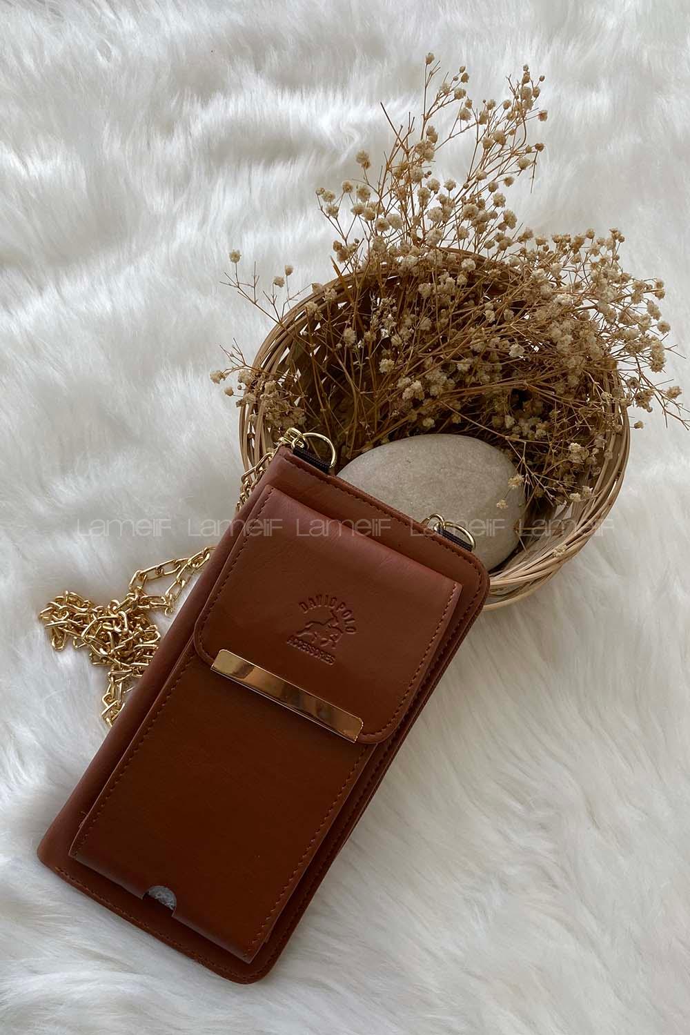 Modalamelif Zincir Askılı Telefon Bölmeli Cüzdan Taba