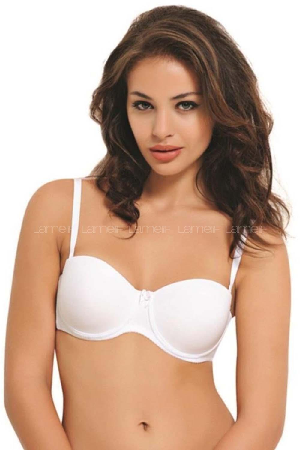 Modalamelif Destekli Mikro Dolgulu Straplez Sütyen Beyaz